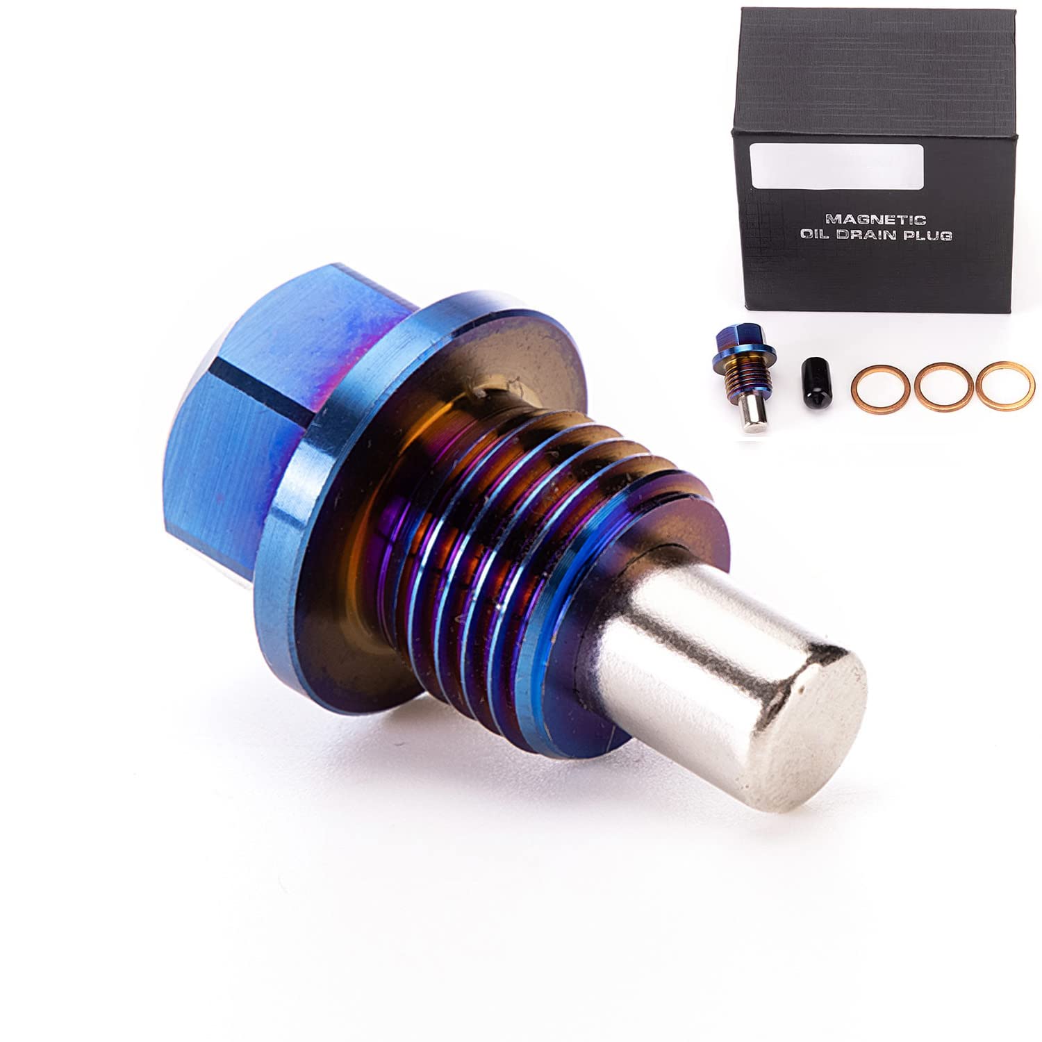 Photo 1 of M14x1.5 Titanium Alloy Engine Oil Drain Plug with Neodymium Magnet, Copper Crush Washer Compatible with Ford, GM, Hyundai, KIA and Accord, CRV, Civic, Pilot, Fit, Odyssey