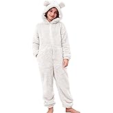 Kissonic Girls Fleece Zip Up Jmpsuits Hooded Onesie Rompers Kids Costume Winter Clothes