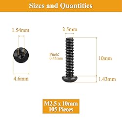 105 Pieces M2.5 x 10mm Button Head Socket Cap