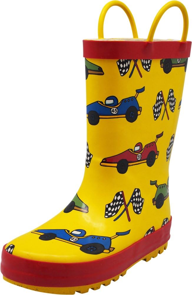 NORTY Waterproof Rubber Rain Boots for Kids - Boys and Girls Solid & Printed Rainboots for Toddlers and Kids