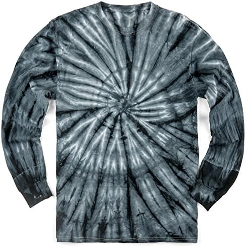 Magic River Long Sleeve Handcrafted Tie Dye T Shirts - Black Cyclone - Adult Xlarge