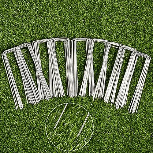Harnestle Garden Stakes 100 Pack, 6 Inch 11 Gauge Galvanized Landscape
