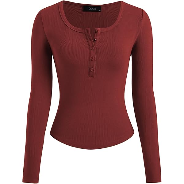 CIDER Women Long Sleeve Crop Top Boat Neck Slim Fit Tight Basic