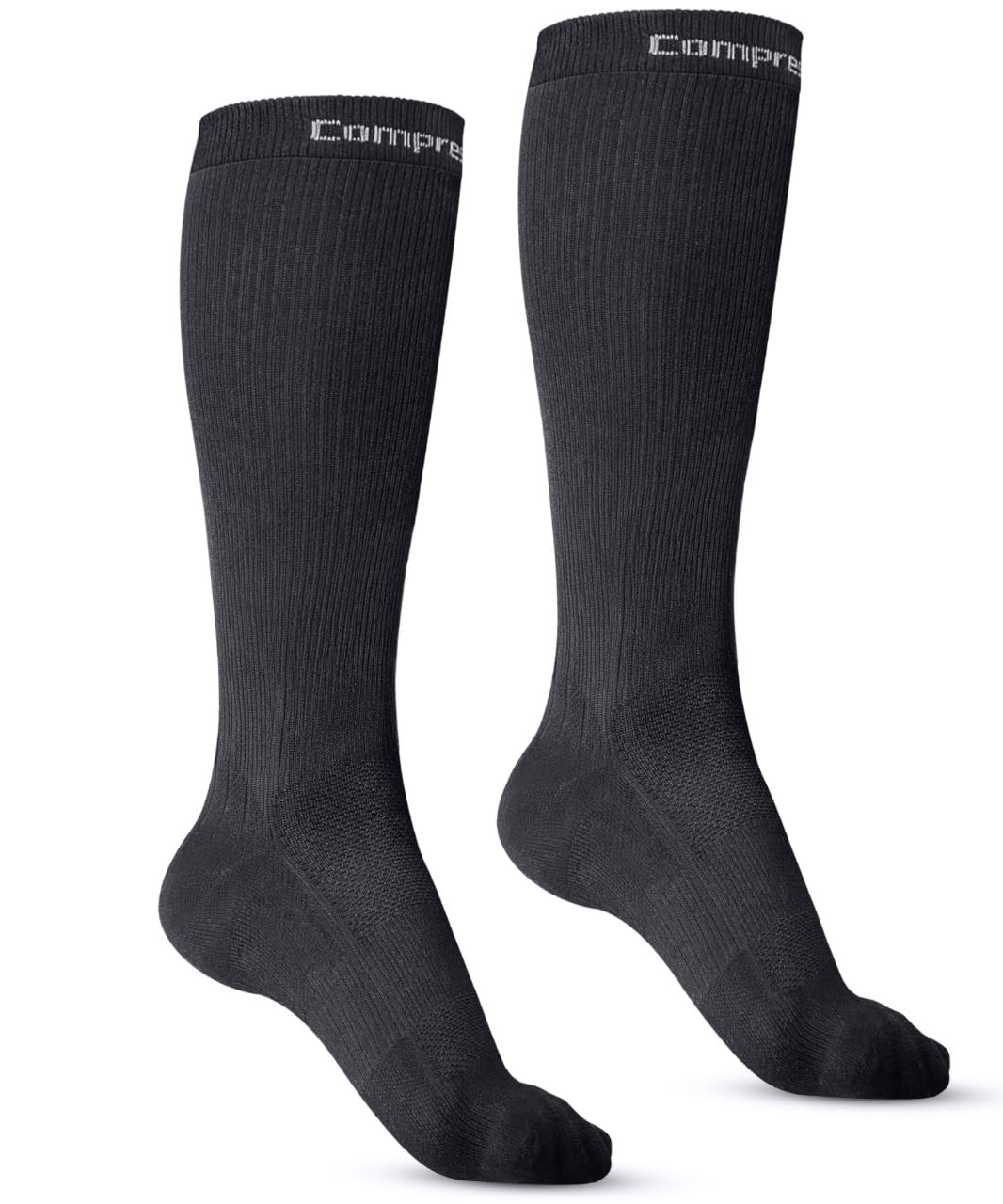 Photo 1 of (L) CompressionZ 30-40 mmHg Compression Socks for Women & Men | Knee-High Support Stockings Travel, Nurses and Athletes Black, Large