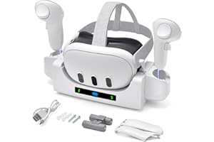 Lampelc Charging Dock for Oculus/Meta Quest 3 Accessories, Compact Charging Station for VR Headset Controllers, with LED Display, 2 Rechargeable Batteries, Desk and Wall Mount Charger Display Stand