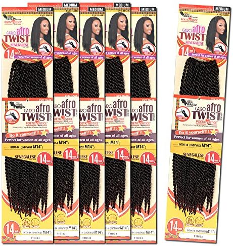 [6 Packs Deal!] Inspire Beyonce Braid Style-Senegalese Twist Braid14"-Kanekalon&amp;Toyokalon 14''-Eve-African Nature Braid MEDIUM - INTM (T1B/33)