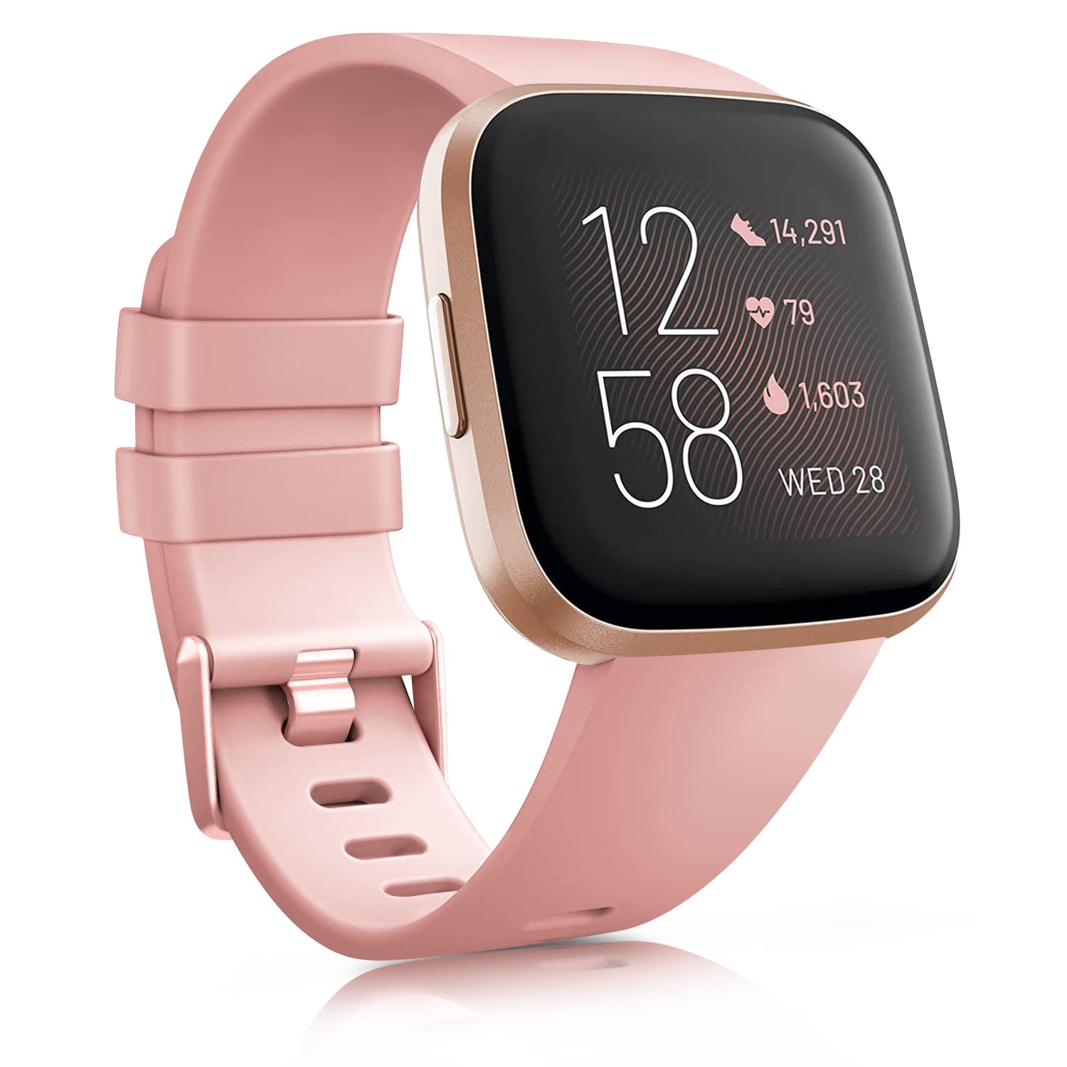 Zoye Silicone Straps Compatible with Fitbit Versa 2 Strap/Fitbit Versa Stra p/Versa Lite Str ap/Versa SE Str ap,Classic Soft Replacement Sport Wristbands for Women Men(Z-Pink,S) — image 1