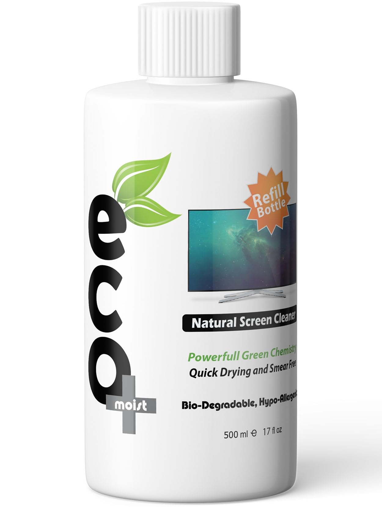 Ecomoist Natural Screen Cleaner 500ml with Fine Microfiber Towel For LCD TFT Plasma Computer Laptop (500ml Refill)