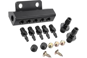 VekAuto Universal Vacuum Manifold Kit 1/8" Ports 1/2" Interfaces Block Intake Manifold for Car Fuel Gas Wastegate Turbo Boost