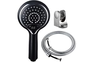 Handheld Shower, LED Temperature Control High Pressure Handheld Shower Head ABS Round Bathroom Shower Handheld with 1.5M Show