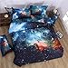 ENCOFT 3D Galaxy Bedding Sets Full Size for Teen Kids, Galaxy Duvet Cover/Comforter Cover 4-Piece (Galaxy A, Full)