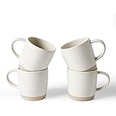 famiware Coffee Mugs Set of 4, Milkyway 13 oz Mug Set, Ceramic Cup Set with Handle for Coffee, Tea, Cocoa, Milk, Matte White