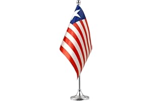 GentleGirl.USA Liberia Table flags Stick Small Mini Liberian Flag Office Table Flag on Stand with Stand Base, International Festival Decoration,Liberian Theme Party Decoration,Home Desk Decoration