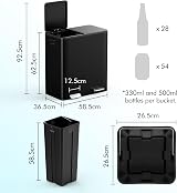 VonHaus 60L Double Kitchen Bin Black Two Section Recycling System view 8