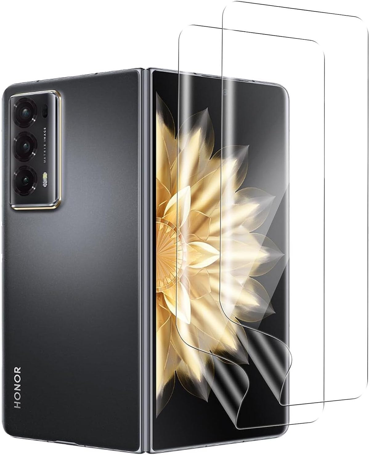 KUSINHOKA 2 PACK Screen Protector for Honor Magic V2 5G，[Not Glass] Scratchproof,Bubble Free,Easy Installation,HD Fingerprint Unlock Full Coverage Flexible TPU Screen Protector Film,Transparent