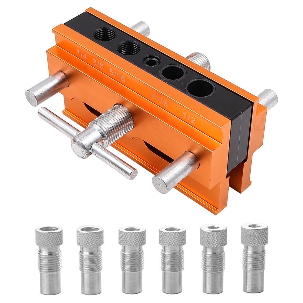Tiardey Pocket Hole Jig Dowel Jig Clamping Range 10-60mm Drill Guide with 6 Bushings for Woodworking