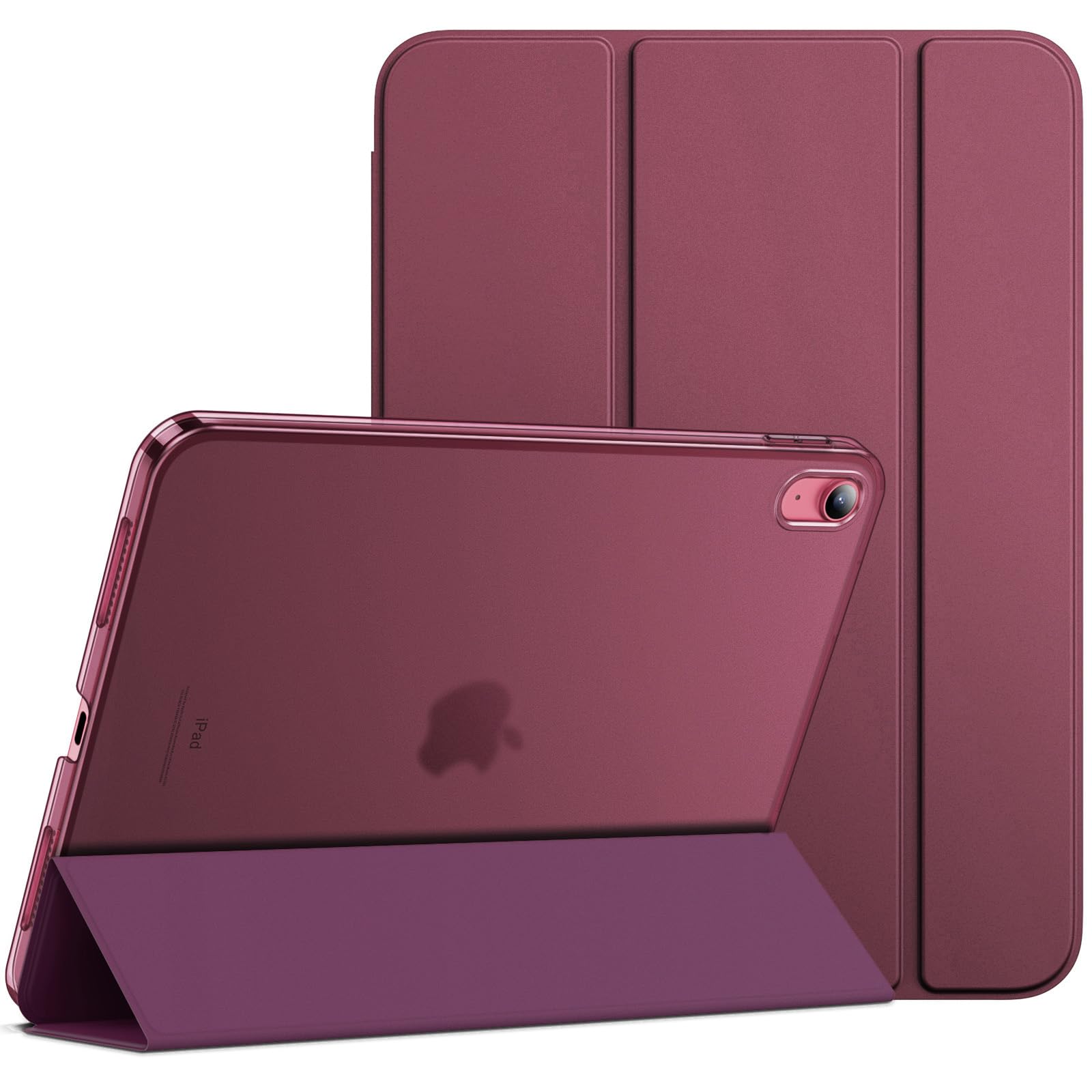 JETech Case for iPad (A16) 11th Generation 11 Inch 2025 / iPad 10th Generation 10.9 Inch 2022, Slim Smart Cover with Hard PC Translucent Back, Supports Touch ID, Auto Wake/Sleep (Wine) — image 1