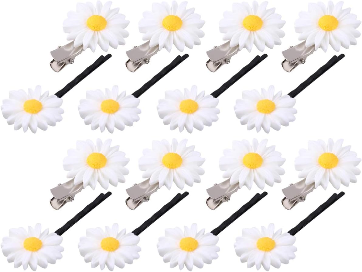 Beaupretty 16Pcs Daisy Hair Pins Sweet Cute Hair Clip Flower Hair Barrettes Bobby Pins for Hair Styling Jewelry Hair Decorations Girls Headdress