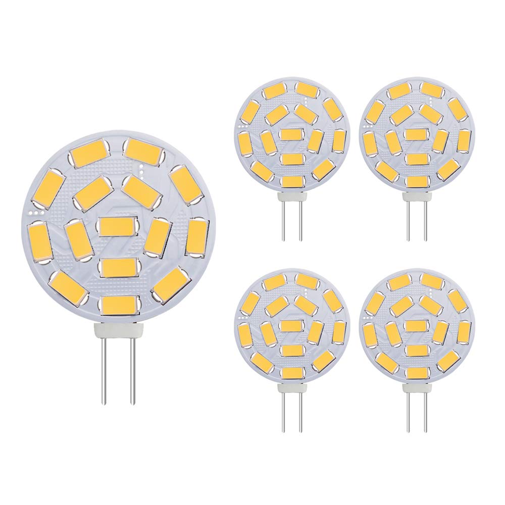 AHEVO G4 3W LED Light Bulbs, Equivalent to 20-30W Halogen Lamps, G4 Base AC/DC 12V,300 LM, 120°Flood Beam, Recessed Lighting, Track Lighting,Warm White(3000K, 5pcs)