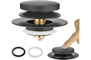 Washever Universal Bathtub Stopper, Pop Up Bath Tub Drain Stoppers, EZ Install Bathtub Drain Replacement Trim Kit, Replaces Lift and Turn, Tip-Toe and Trip Lever Drains for Tub(Matte Black)