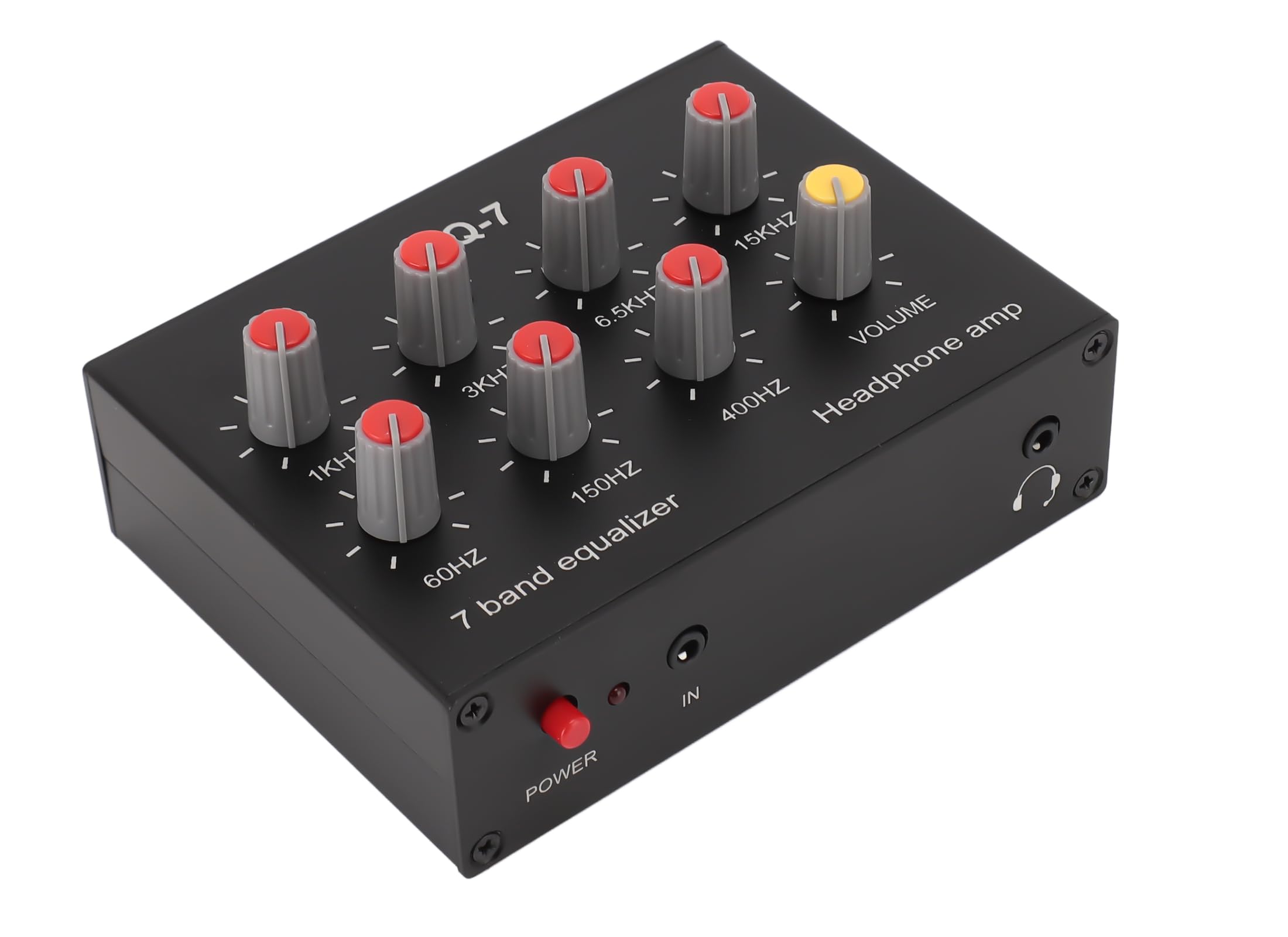 7 Band Sound Equalizer, Dual Channel Digital Equalizer, 12dB High Bass Adjustment, Output Input, 3.5mm Input Interface Supports 4-Pole Plug, for Streaming, Recording
