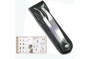 eTradewinds Tick Remover Tool Kit Tweezers & Tick Identifier Card - Hygienic All Stainless Steel Tick Removal Instrument Ideal for Human, Dog, Cat & General Pet Tick Puller w/Leather Case