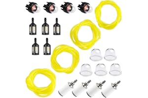 HPENP 16 Feet 4 Sizes Fuel Line Hose with Snap in Primer Bulb,Primer Pouland Bulb Fuel Filter Fit for Zama Stihl Poulan Weedeater Craftsman Husqvarna Trimmer Chainsaw Blower