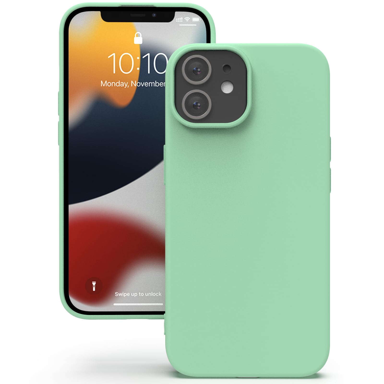 YATWIN Silicone Case for iPhone 12/12 Pro, Soft-Touch, Shockproof, DustProof, Antiskid Full Body Armour Phone Cover for Apple iPhone 12/12 Pro - Light Cyan