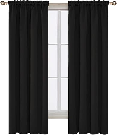 Amazon Com Deconovo Black Blackout Curtains Rod Pocket Curtain