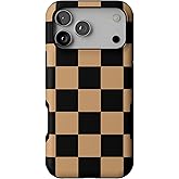Casely iPhone 17 Pro Max Case | Fit Check | Black & Brown Checkerboard | Bold Protective Design | MagSafe Compatible Design