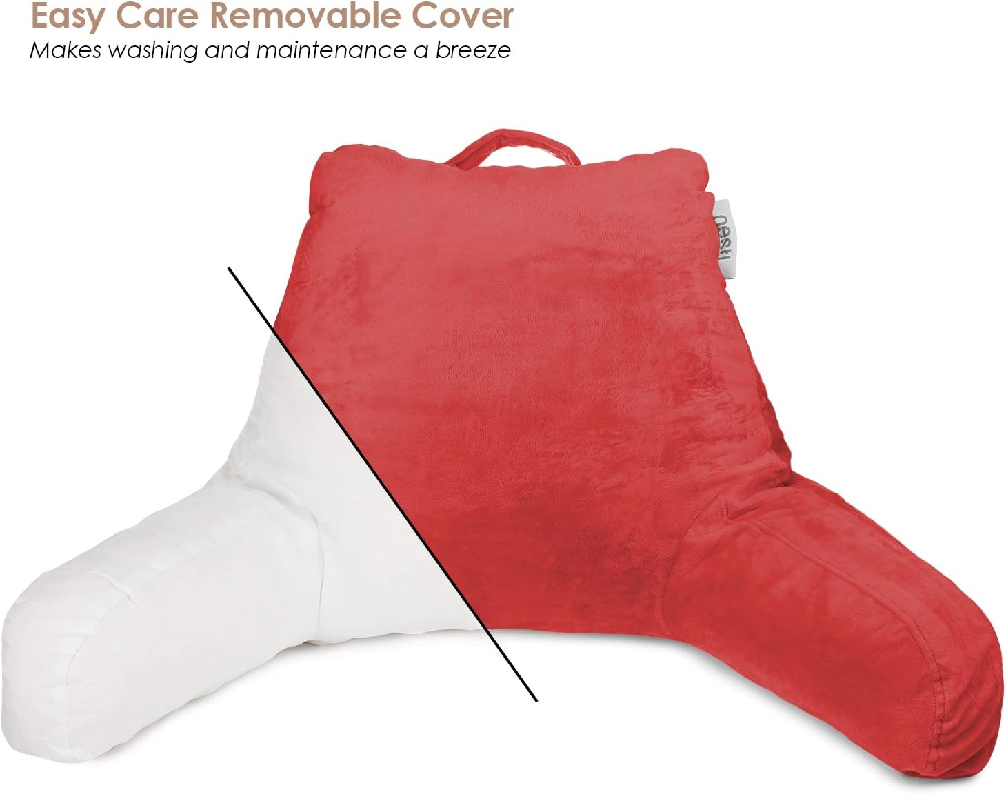 Nestl Reading Pillow, Petite Back Pillow, Backrest Pillows for Bed with Arms, Shredded Memory Foam Back Pillows for Sitting in Bed, Small Back Support Pillow for Kids & Teens, Red: Home & Kitchen