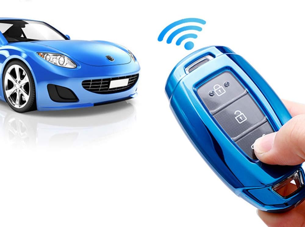 ontto for Hyundai Car Key Cover Premium Soft TPU Silicone Key Fob Cover Holder Protector for 2017-2019 Hyundai Veloster Kona Azera 2019 Hyundai Santa FE i30 ix35 3 Button Keyring Remote Key Fob Silver - Image 5