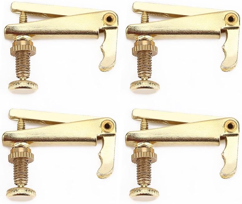 Violin String Adjusters, 4Pcs Durable Alloy Fine Tuners String Adjusters Replacement Parts for 3/4 4/4 Violin(Gold)