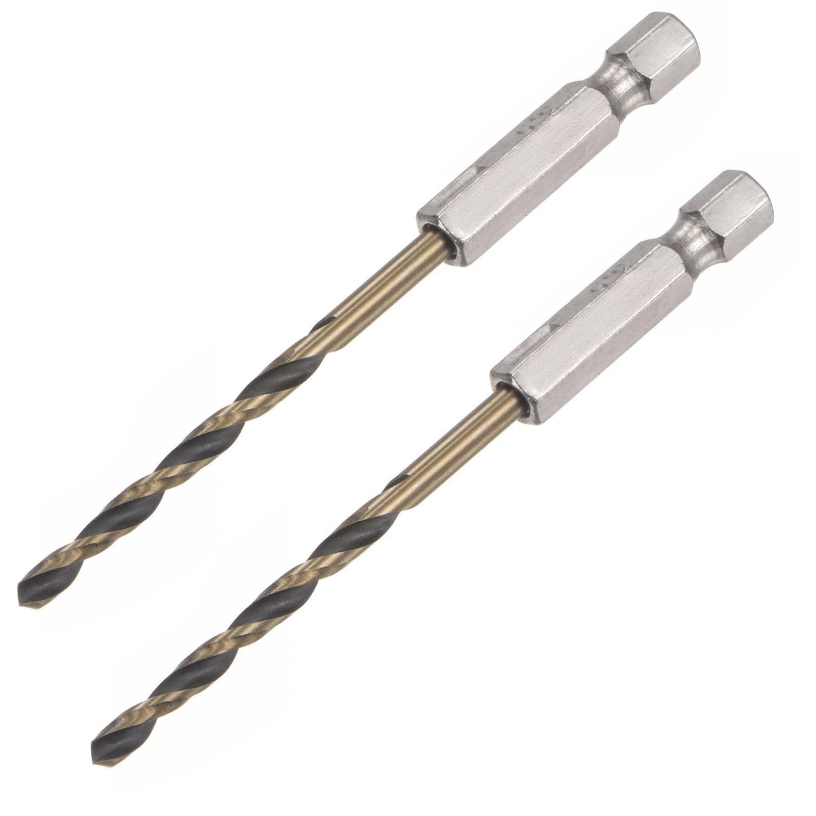 TA-VIGOR 2Pcs 3.5mm Hex Shank Twist Drill Bit Set, 1/4 Inch Shank HSS High Speed Steel Drill Bit Set Quick Change Twist Drill Bits for Woodworking, Plastic and Metal