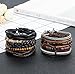 REVOLIA 10-15Pcs Mens Womens Leather Bracelets Wooden Beaded Bracelets Braided Cuff
