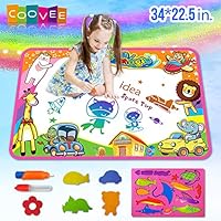 COOVEE Water Drawing Mat, Magic Aqua Doodle Mats 34" X 22" Arts Crafts Painting Pad Toys for Toddler Kids Age 2 to 9 Years Old Toddlers