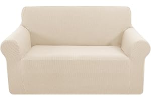 U-NICE HOME Loveseat Cover Stretch Couch Cover Sofa Cover Sofa Slipcover Furniture Protector for 2 Cushion Couch Sofa Pet Friendly(Loveseat, Beige)