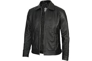 Decrum Mens Leather Jacket - Real Lambskin Classic Vintage Style Leather Jackets For Men