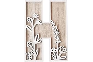 Generic Beige Wooden Letters 5 Inch for Wall Decor, Craft, Wedding Home Decoration (H)