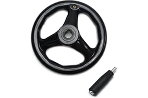 Othmro 1Pcs Round Three Hand Wheel 0.71in Center Hole Diameter 7.87in Handwheel Diameter Black PP 3 Spoked Lathe Handwheel Hand Wheel with Revolving Handle for Milling Machine Lathes Grinders