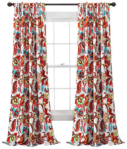 Lush Decor Zara Jacobean Room-Darkening Window Curtain Panels, 2-Piece, Gray (84" x 52")