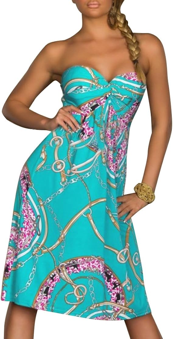 Women's Strapless Beach Dress CoverUps One Size Green at