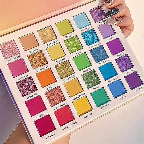 AMY'S DIARY 30 Color Glitter & Shimmer Magic Eyeshadow Palette - Blue, Green, Red, Purple, Yellow Sparkle Eyeshadows