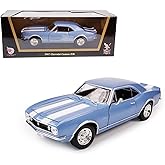 1967 Chevy Camaro Z28 1:18 Diecast Model - RPO Z28 Trans-Am Race Legend with 302 V8 Badge, Opening Doors & Functional Steering Wheel, Premium Gift Box for Collectors, 14+,Blue and White