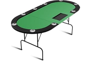 10-Player Octagon Poker Table with Foldable Legs & Cup Holders, Professional Texas Hold'em, Blackjack Casino Game Table for H