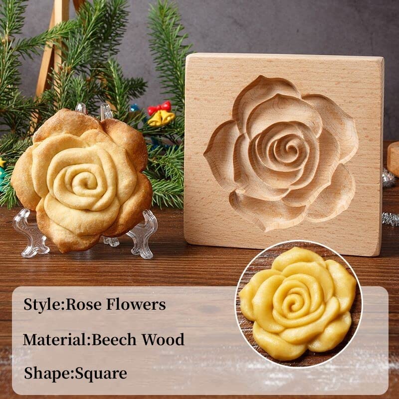 Wooden Cookie Biscuit Molds, Carved Wooden Mould DIY Cookie Stamps