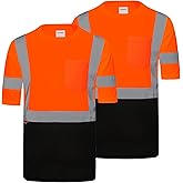 ProtectX High Visibility Shirts Short Sleeve Reflective Hi Vis Safety Shirts for Men and Women Construction Shirts 2 Pack
