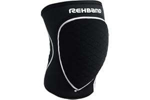 Rehband Knee Pads for Volleyball, Handball & Indoor Sports, Neoprene Knee Sleeve Protector, Comfortable & Snug Fit, Shock-absorbing Sports Knee Pads Unisex, Colour:Black, Size:Medium