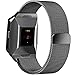 Maledan Metal Bands Compatible with Fitbit Ionic, Stainless Steel Milanese Loop Replacement Accessories Bracelet Strap with Magnet Closure for Fitbit Ionic Smart Watch, Black, Small