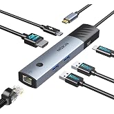 USB C Hub Multiport Adapter, 6-in-1 USB C to HDMI Adapter 4K@60Hz, PD 100W, RJ45 Ethernet, 2*USB-A 3.0, 1*USB-C 3.0, MOKiN USB-C Dongle for MacBook Pro/Air